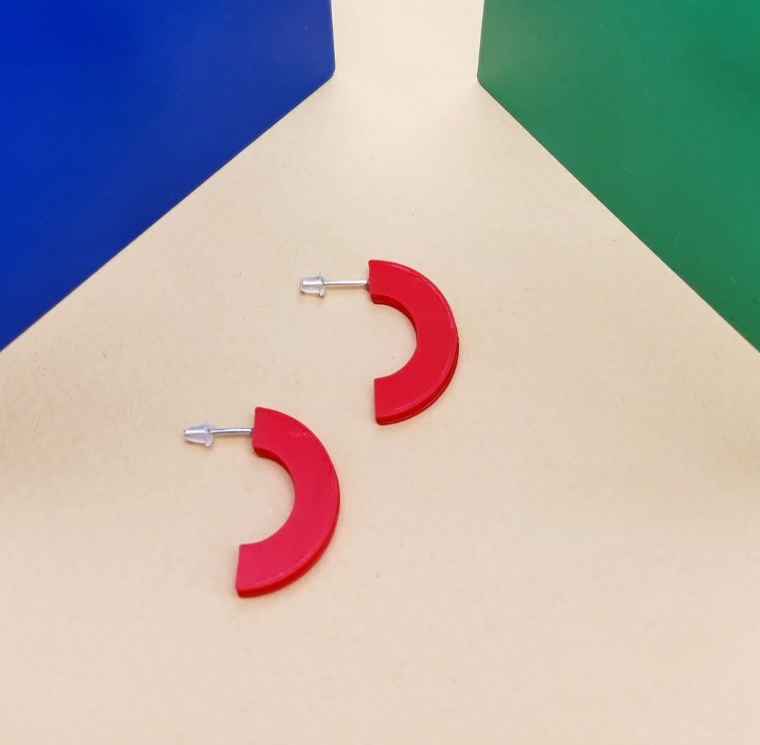 Red Curve Studs Earrings by Will Sharp