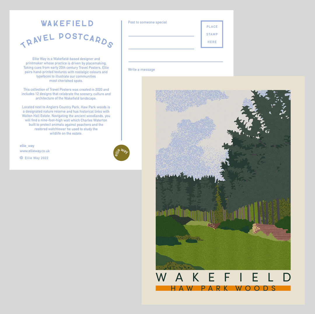 Haw Park Woods Wakefield Postcard by Ellie Way