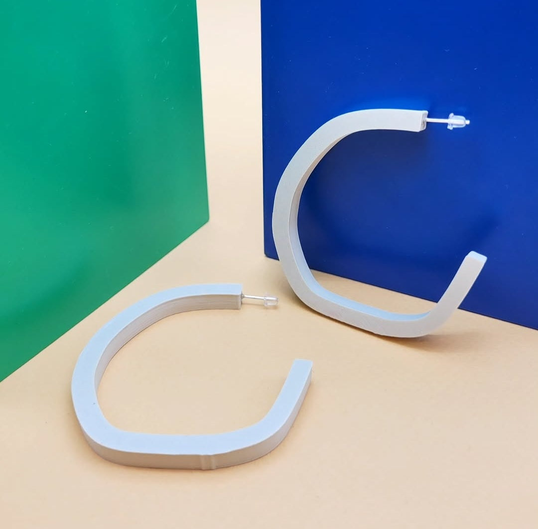 Cream Irregular Hoop Earrings by Will Sharp
