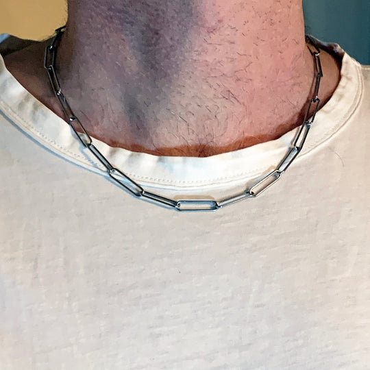 20" Paperclip silver necklace by Factory Floor Jewels