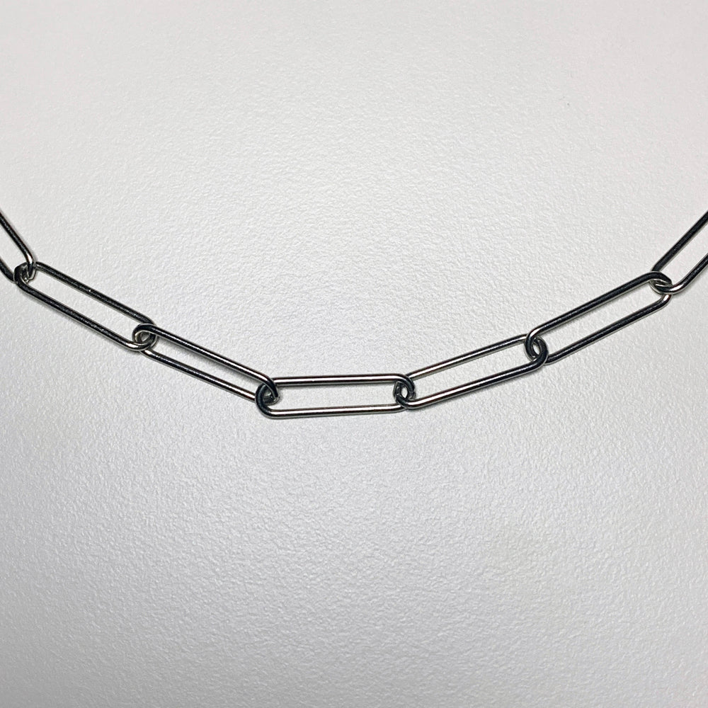 28" Paperclip silver necklace by Factory Floor Jewels