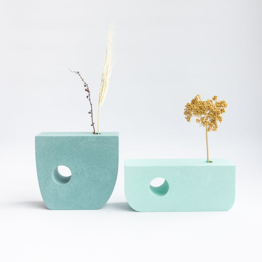 Hepworth Block Vase, Green Stackable Short