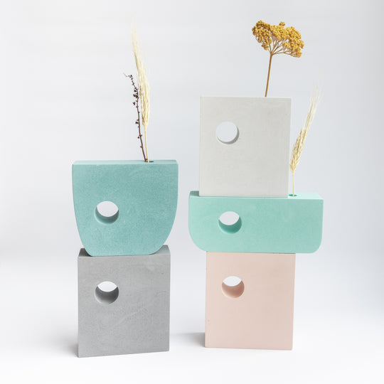 Hepworth Block Vase, Green Stackable Short