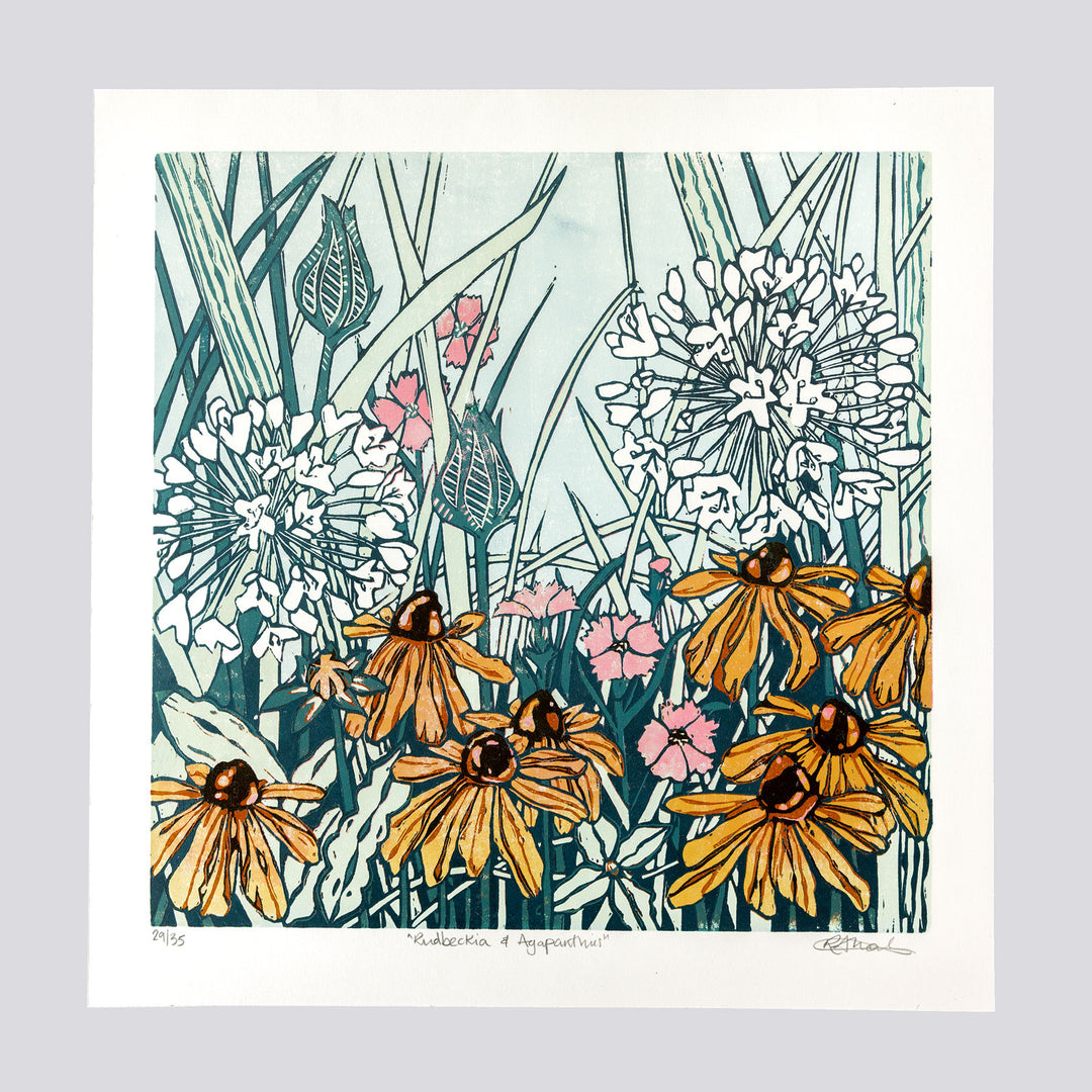 Rudbeckia and Agapanthus by Rachel Knowles