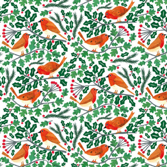 Robins and Holly Gift Wrap