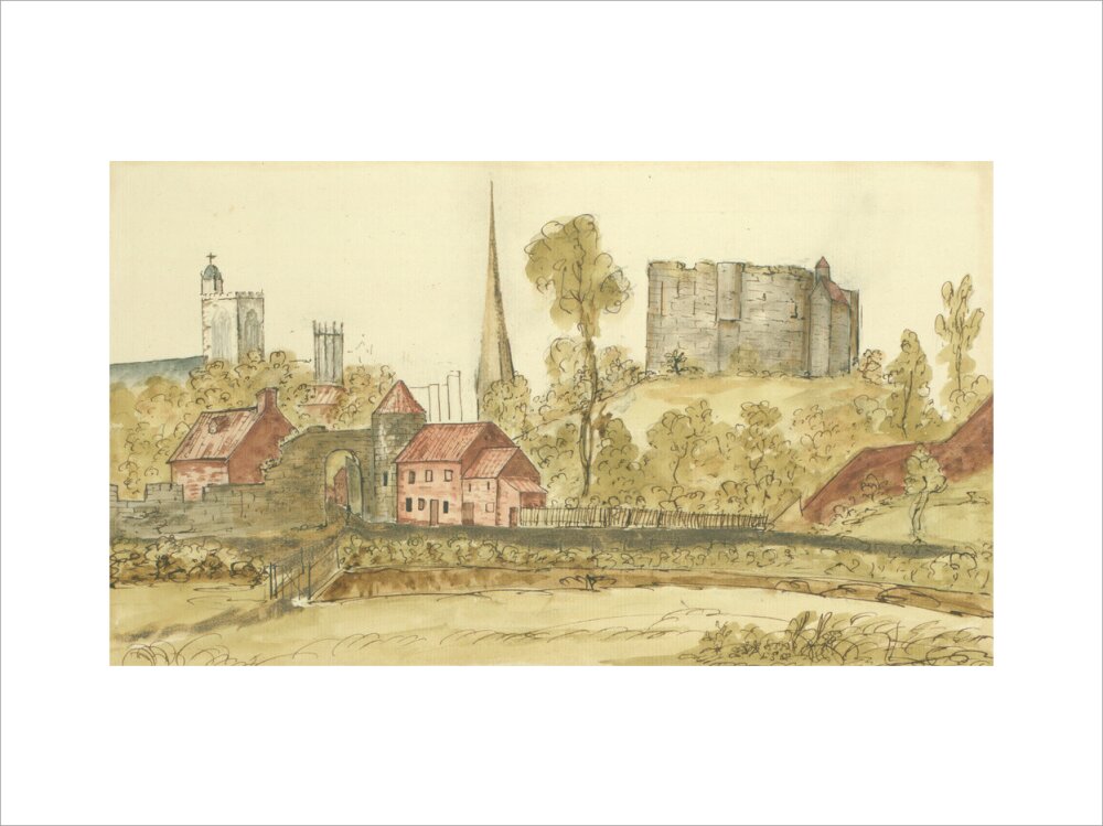 View towards Castlegate Postern and Clifford's Tower in the City of York taken from St. George's Field, 1774