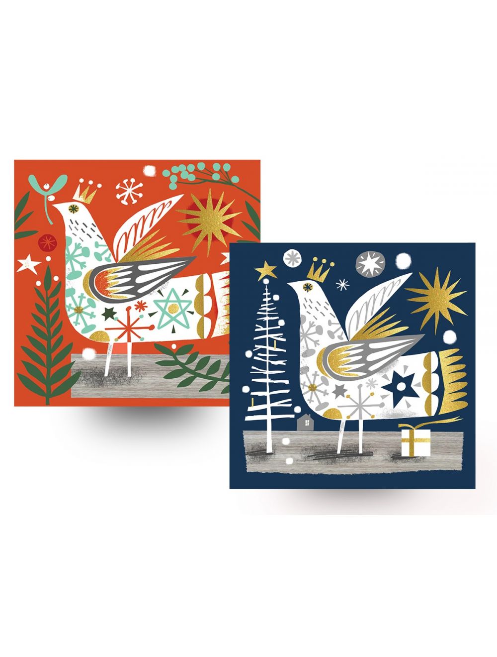Golden Star / Christmas Bird Christmas Card Pack