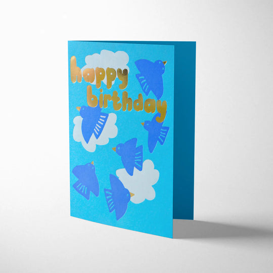 Joyful Birds in Flight Greetings Card
