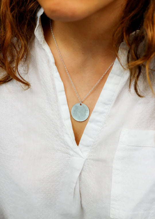 Luna Disc Silver Pendant Necklace