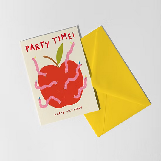 Worm Party Greetings Card