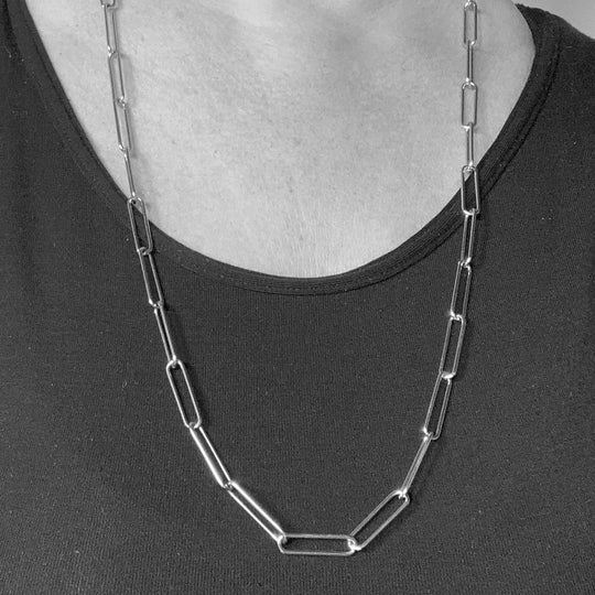 28" Paperclip silver necklace by Factory Floor Jewels
