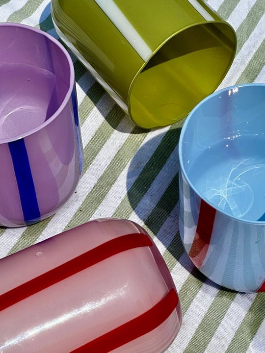 Atina Glassware Lilac & Navy