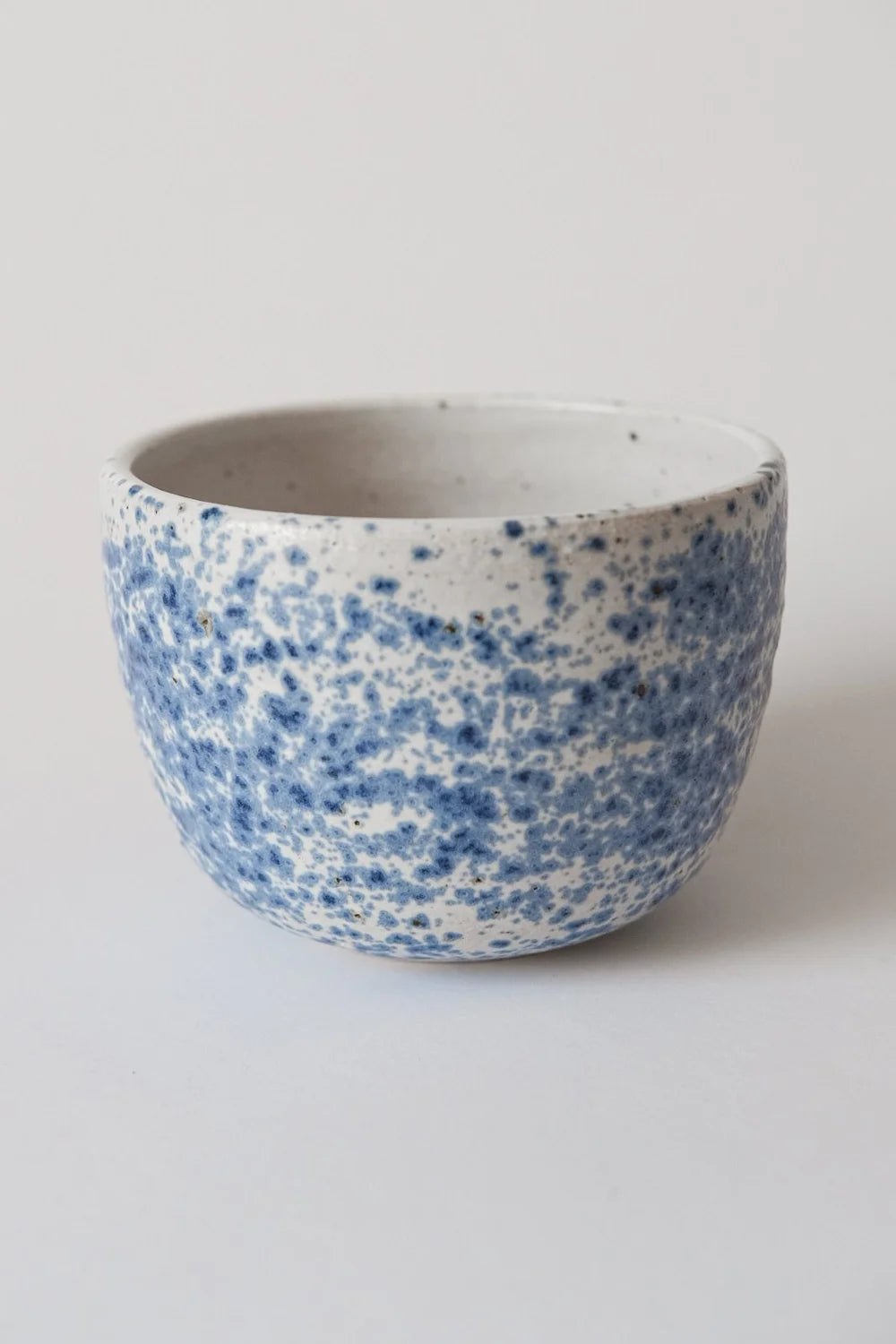 Flat White Cup in Blue Spatter by Ceramics by Simon