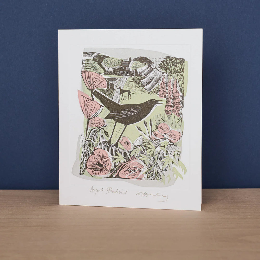 August Blackbird Greetings Card