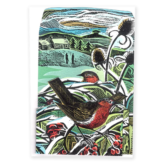 Robins and Teasels Fold Out Card