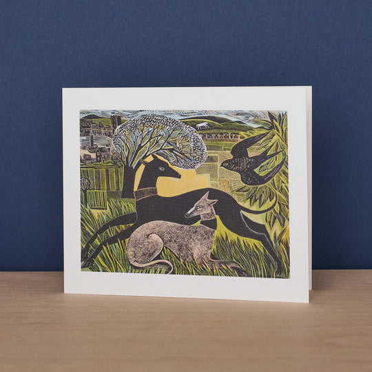 Two Yorkshire Whippets Greetings Card