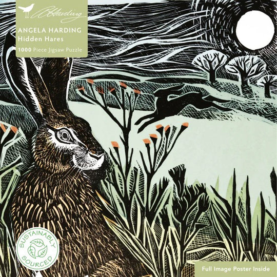 Hidden Hares Jigsaw by Angela Harding