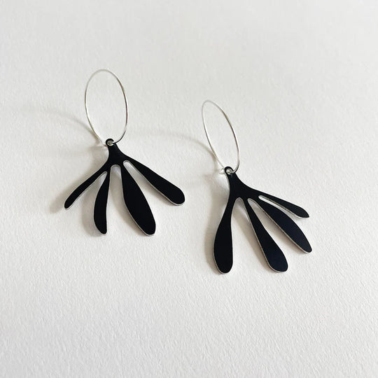 Black Aluminium Arame Earrings by Tom Pigeon