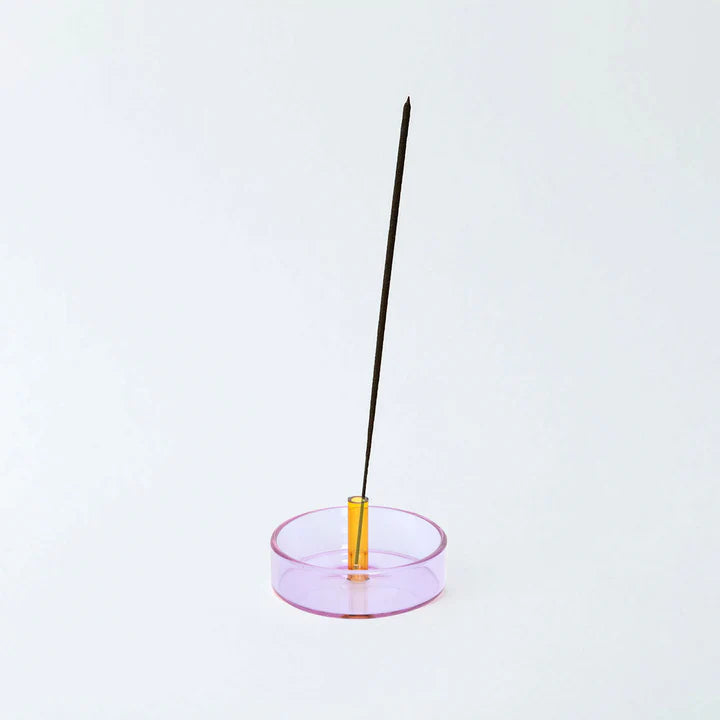 Lilac and Peach Duo Tone Glass Incense Holder