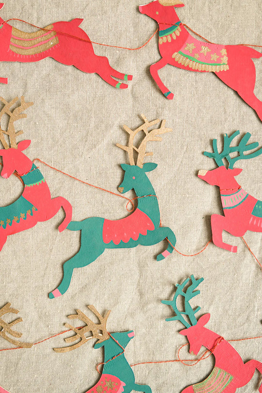 Bright Reindeer Garland by East End Press