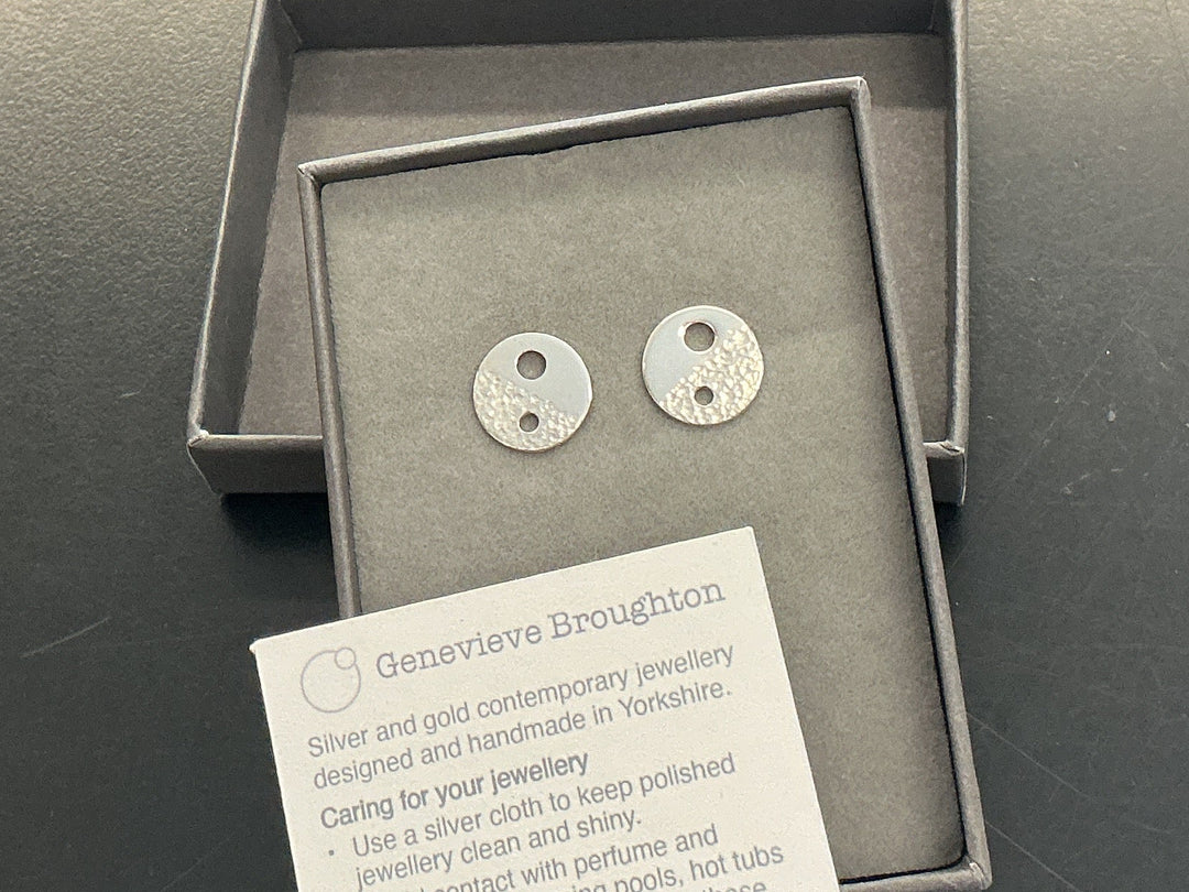 Modernist Silver Circle Studs by Genevieve Broughton