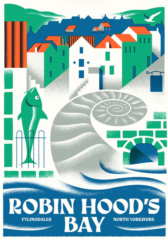 Robin Hood's Bay Greetings Card by Tall Paul Kelly