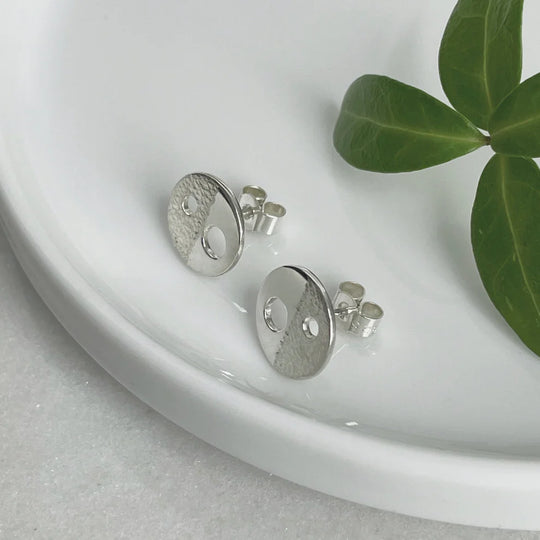 Modernist Silver Circle Studs by Genevieve Broughton