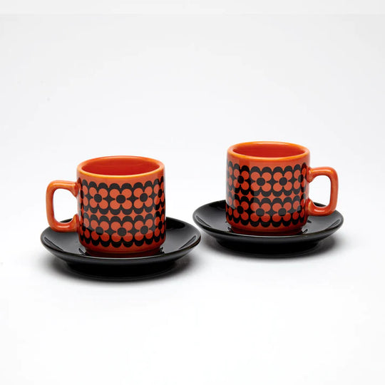Hornsea Espresso Set of 2 - Repeat Flower Orange