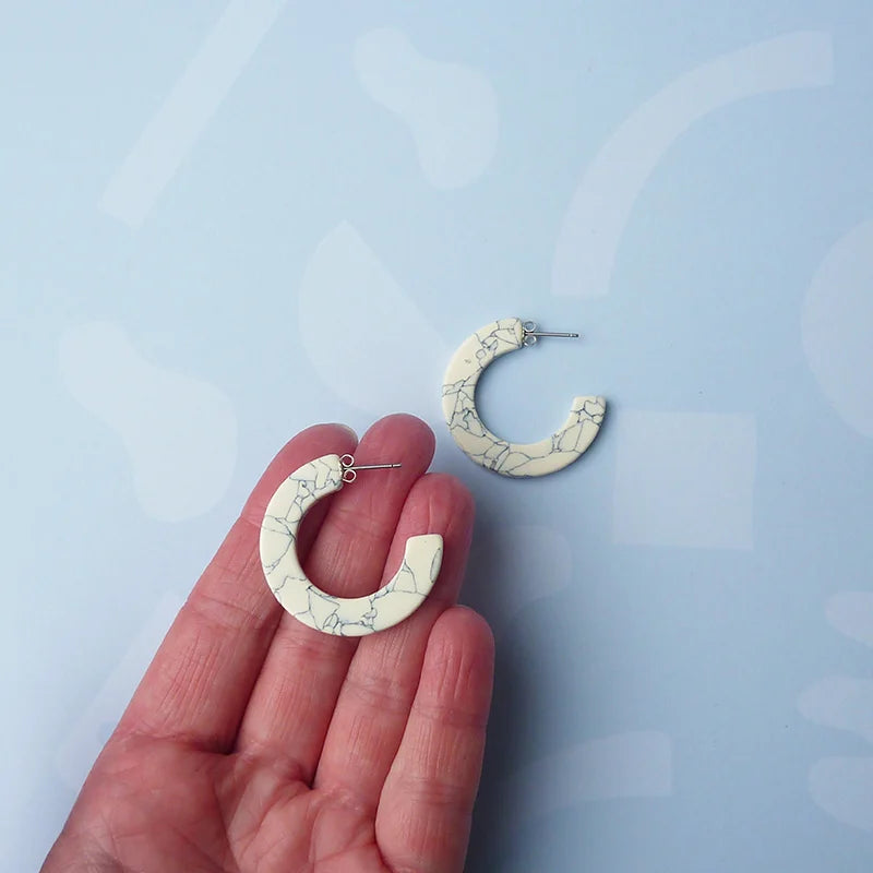 Marmaro Midi Hoops Grey/Winter White