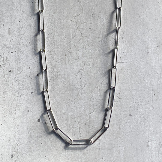 28" Paperclip silver necklace by Factory Floor Jewels