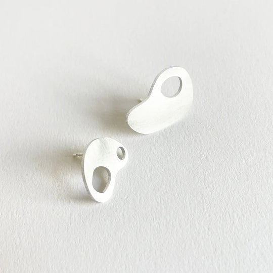 Silver Aluminium Adder Earrings by Tom Pigeon