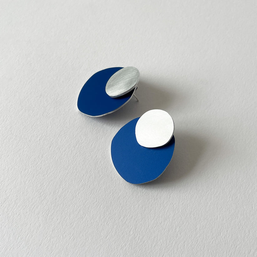 Silver Aluminium Cast Earrings by Tom Pigeon