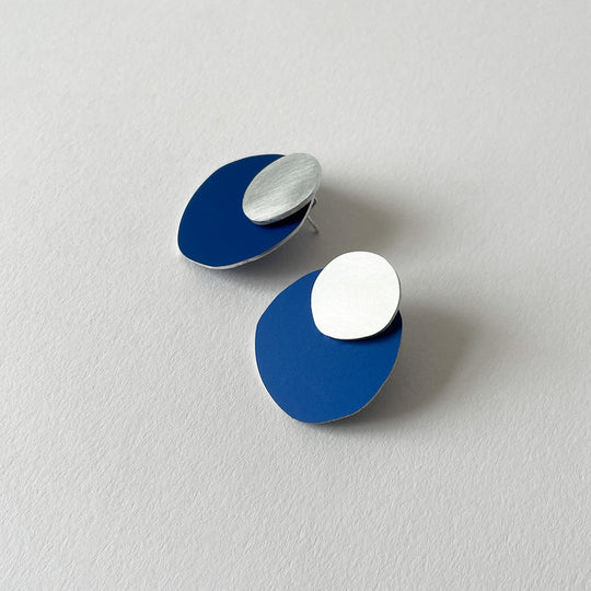 Silver Aluminium Cast Earrings by Tom Pigeon