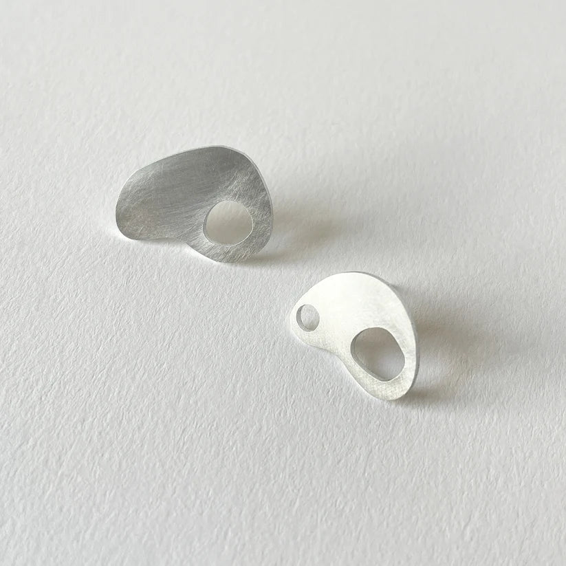 Silver Aluminium Adder Earrings by Tom Pigeon