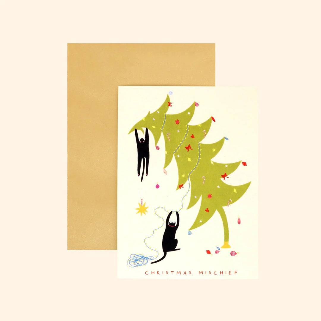 Mischeif Cats Christmas Card by Little Black Cat Illustrations