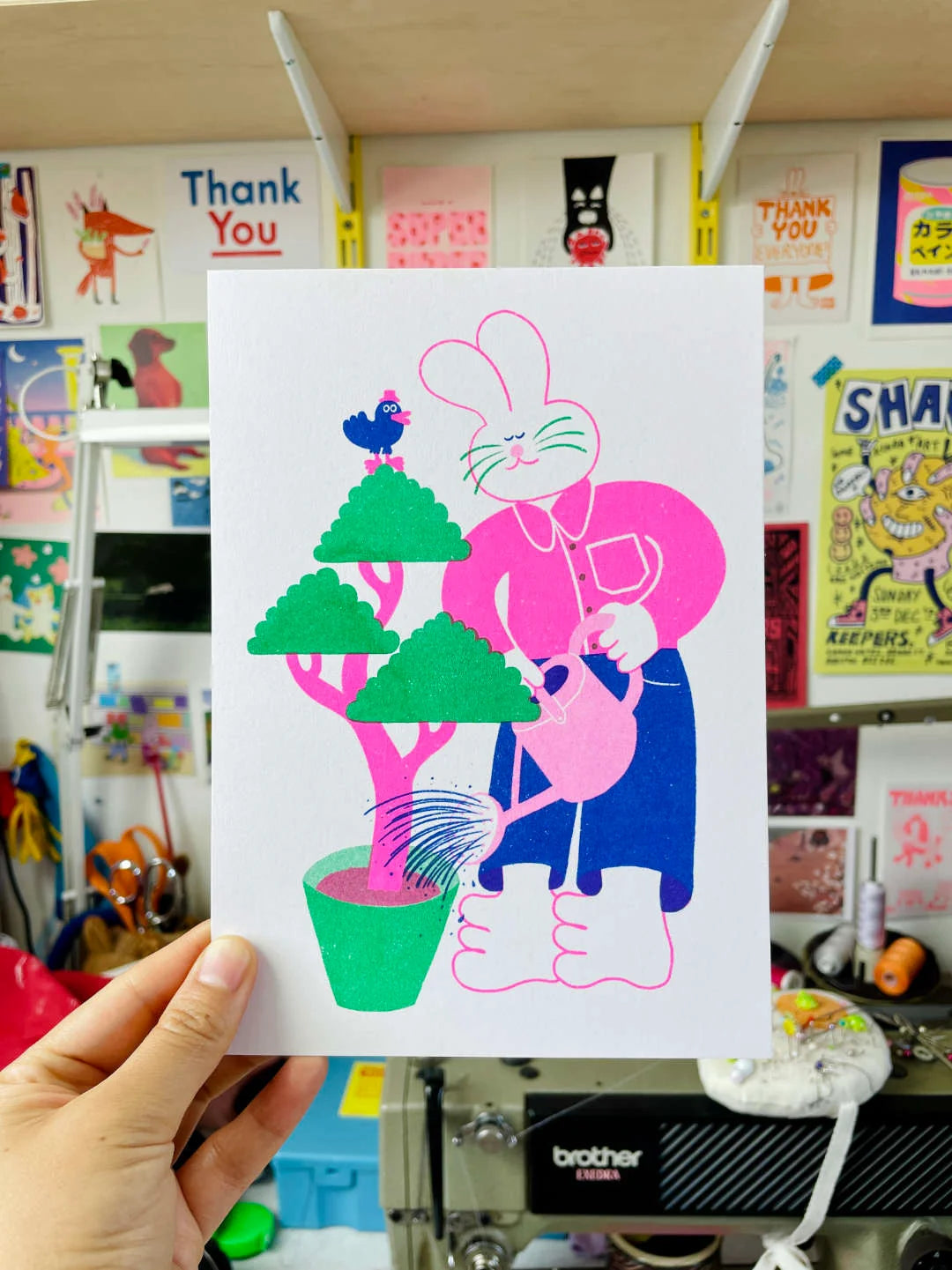 Bunny Waters the Money Tree Riso Print by Yuk Fun