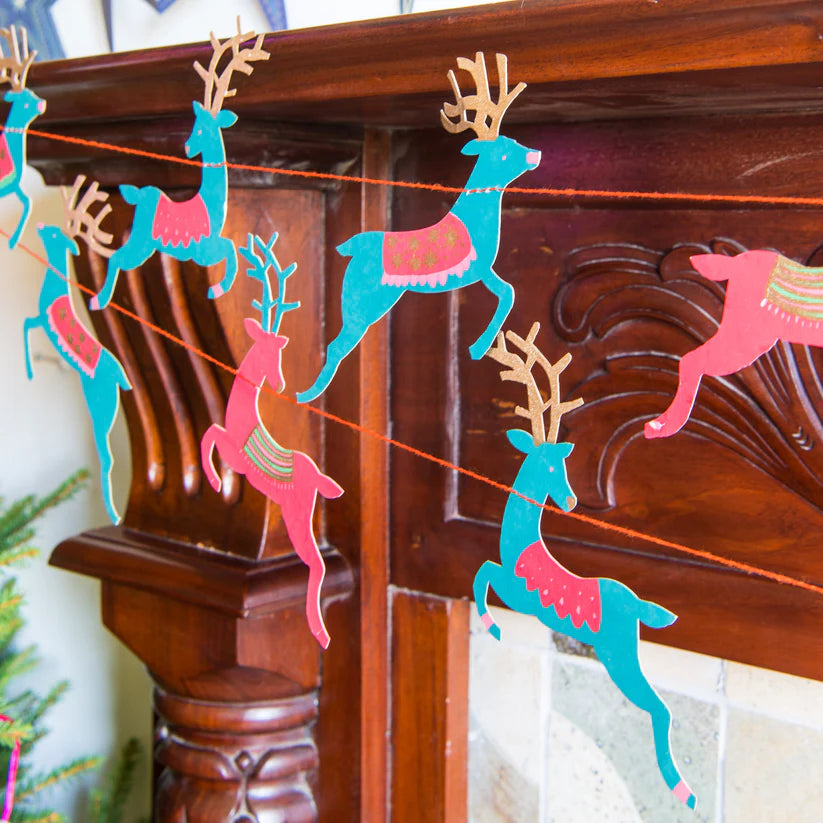 Bright Reindeer Garland by East End Press