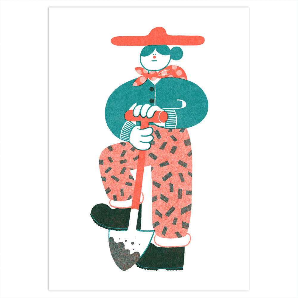 Digging Riso Print by Yuk Fun