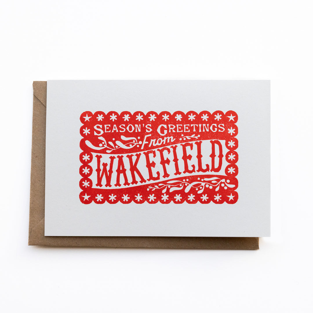 Seasons Greetings Wakefield Christmas Card by Pressed and Folded