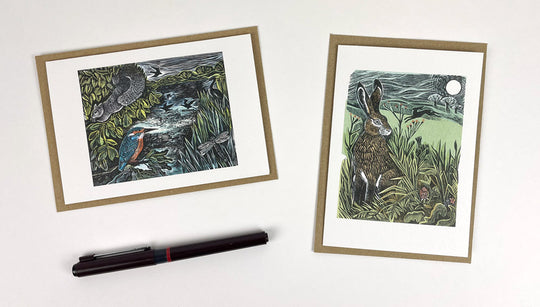 Hidden Hares / Kingfisher Notecard set