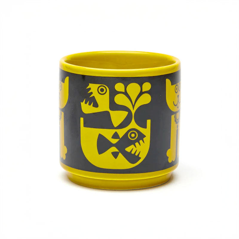 Hornsea Mug Cat and Pirhana Chartreuse