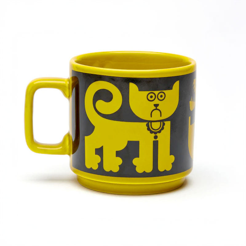 Hornsea Mug Cat and Pirhana Chartreuse
