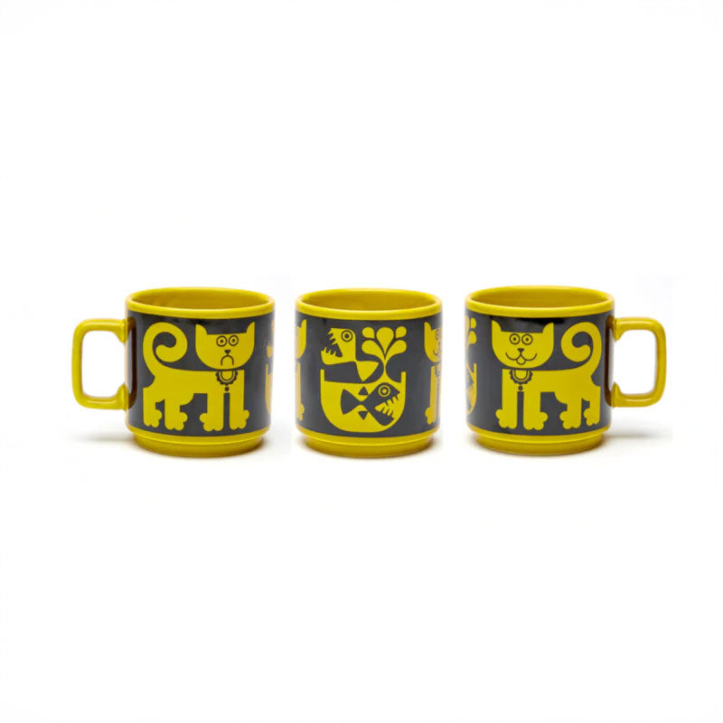Hornsea Mug Cat and Pirhana Chartreuse