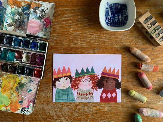 We Three Kings Christmas Card by Nicola Clarke