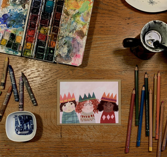 We Three Kings Christmas Card by Nicola Clarke