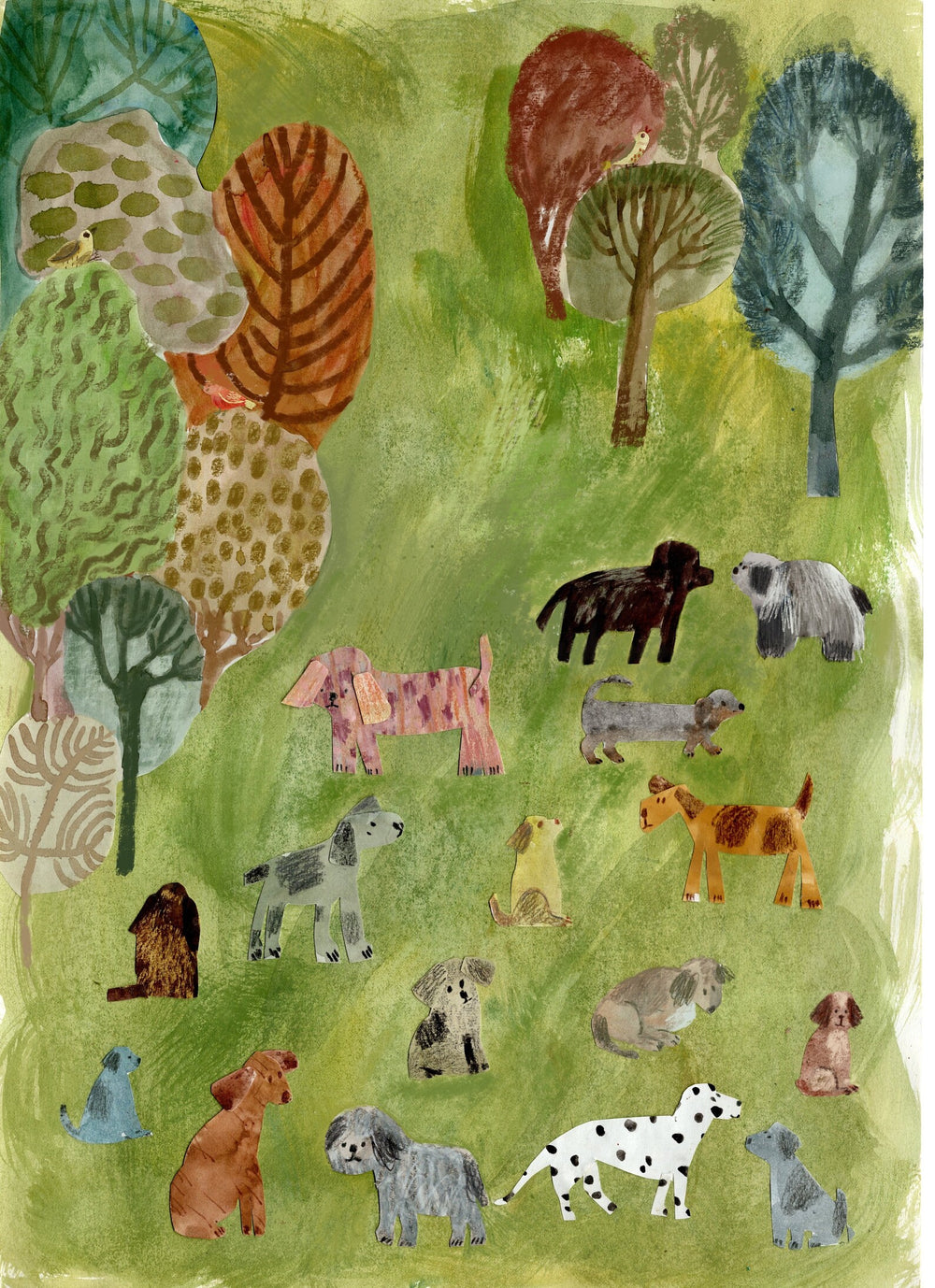 Dogs in the Park Greetings Card by Nicola Clarke