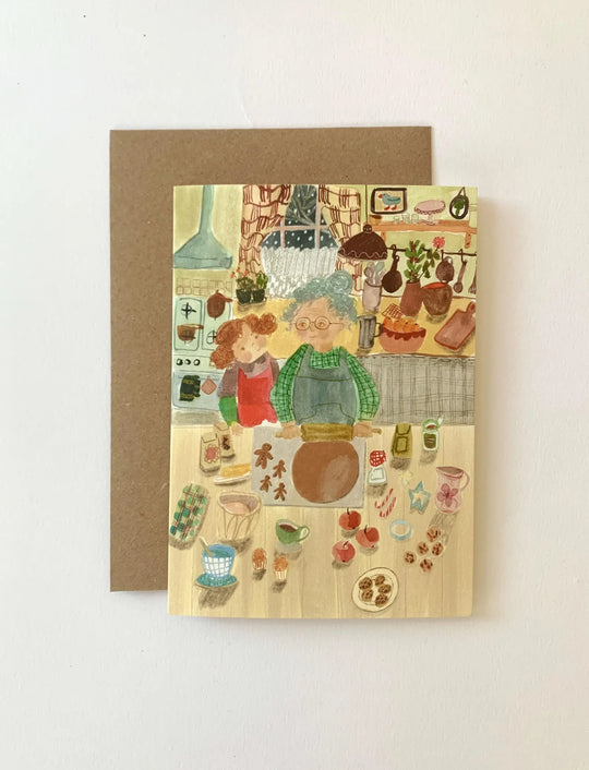 Baking with Grandma Christmas Card by Nicola Clarke