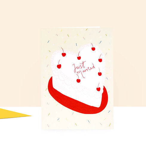 Just Married Cake Greetings Card byLittle Black Cat Illustrated