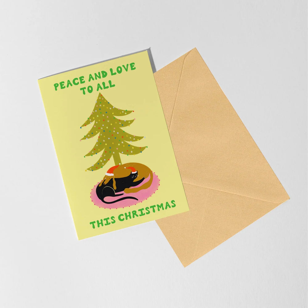 Peace and Love Christmas Card by Little Black Cat Illustrations