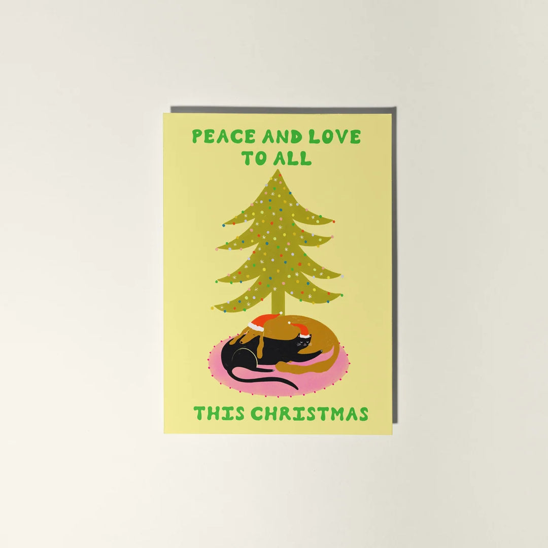 Peace and Love Christmas Card by Little Black Cat Illustrations